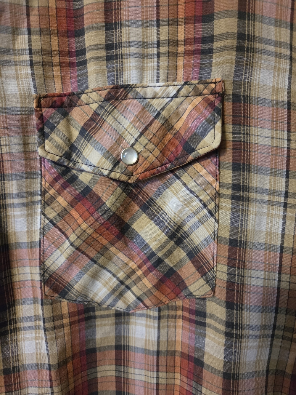 Wrangler Shirt Men's Short-Sleeve Plaid Snap Button Up VTG Western Cowboy Rodeo - Picture 4 of 4